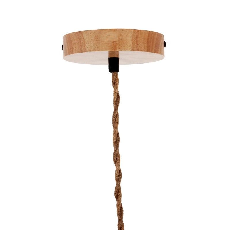 Wood and rope pendant lamp for bulb E27 130cm