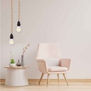 Wood and rope pendant lamp for bulb E27 130cm