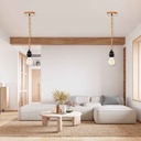 Wood and rope pendant lamp for bulb E27 130cm