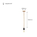 Wood and rope pendant lamp for bulb E27 130cm