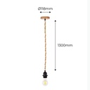 Wood and rope pendant lamp for bulb E27 130cm