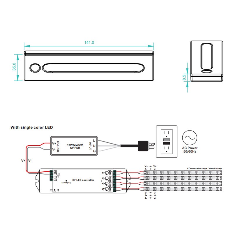 SUNRICHER single-color RF dimmer for LED lighting - Perfect RF