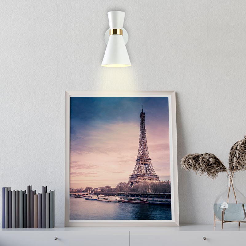 White and gold Nordic style interior wall lamp "Melissa" 29x25cm