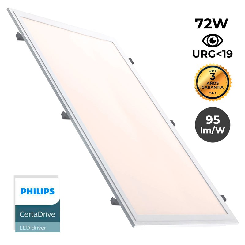 Recessed LED Panel 1200X600mm Slim 72W PHILIPS DRIVER UGR19 with mounting KIT