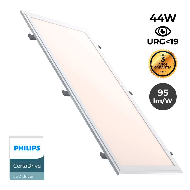 Slim recessed LED panel 120X30 cm - Driver Philips - 44W - UGR19 - With mounting KIT