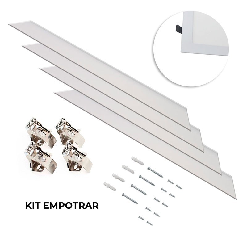 Slim recessed LED panel 120X30 cm - Driver Philips - 44W - UGR19 - With mounting KIT