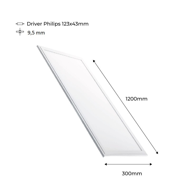Slim recessed LED panel 120X30 cm - Driver Philips - 44W - UGR19 - With mounting KIT
