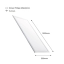 Slim recessed LED panel 120X30 cm - Driver Philips - 44W - UGR19 - With mounting KIT