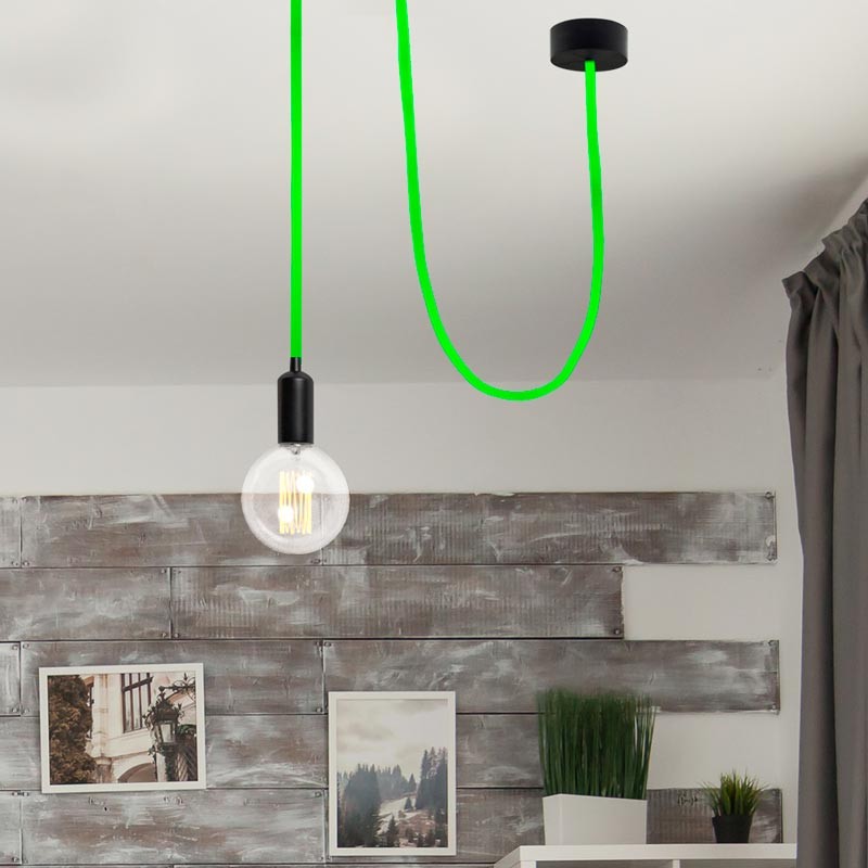 Citrus Green cotton coated round electrical cable