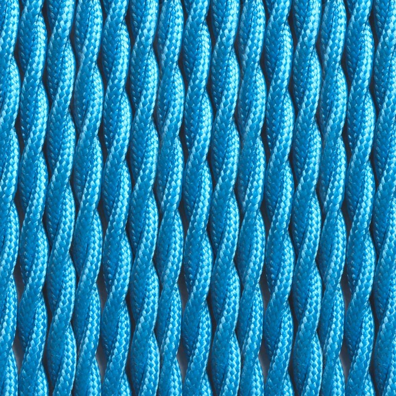 Braided Cable Covered in Silk Effect Fabric Blue Color