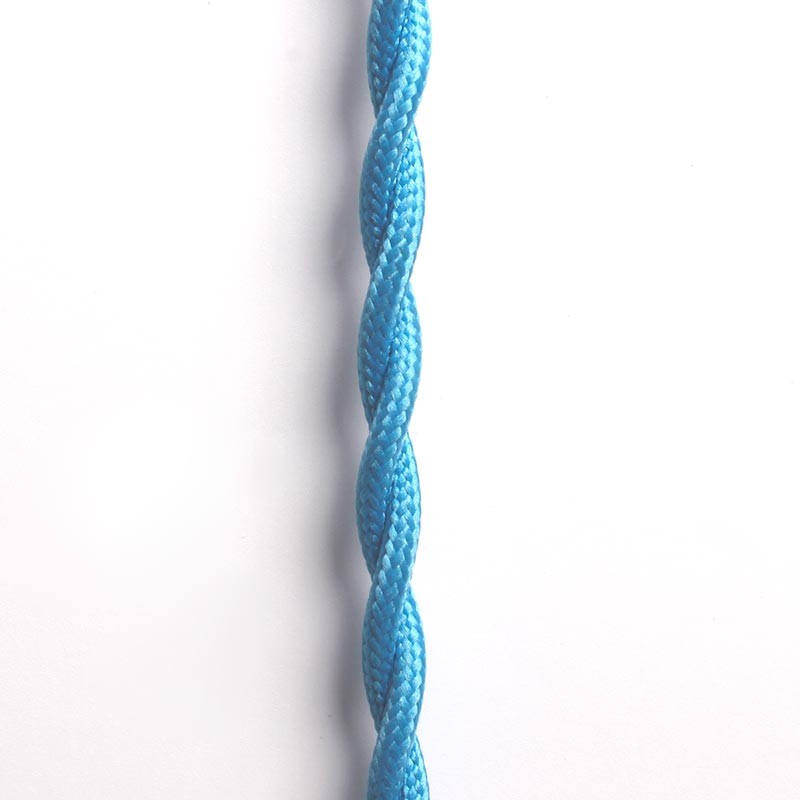 Braided Cable Covered in Silk Effect Fabric Blue Color