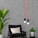 Round electric cable covered in silk effect fabric in pink and yellow colors