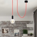 Round electric cable covered in silk effect fabric in pink and yellow colors