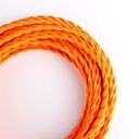 Braided Cable Coated in Silk Effect Fabric Orange Color