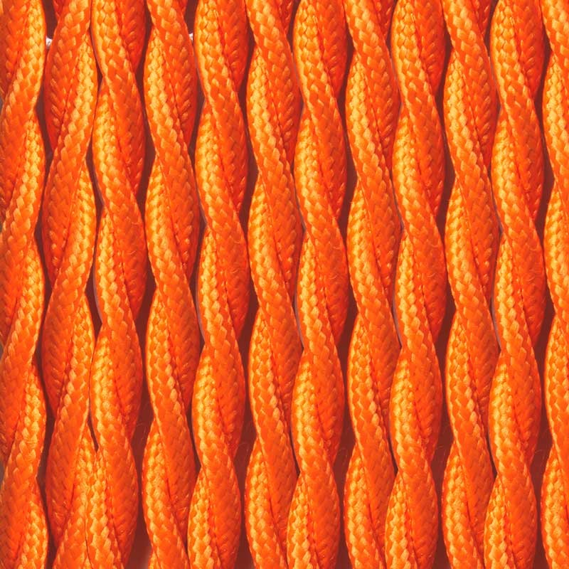 Braided Cable Coated in Silk Effect Fabric Orange Color