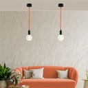 Braided Cable Coated in Silk Effect Fabric Orange Color