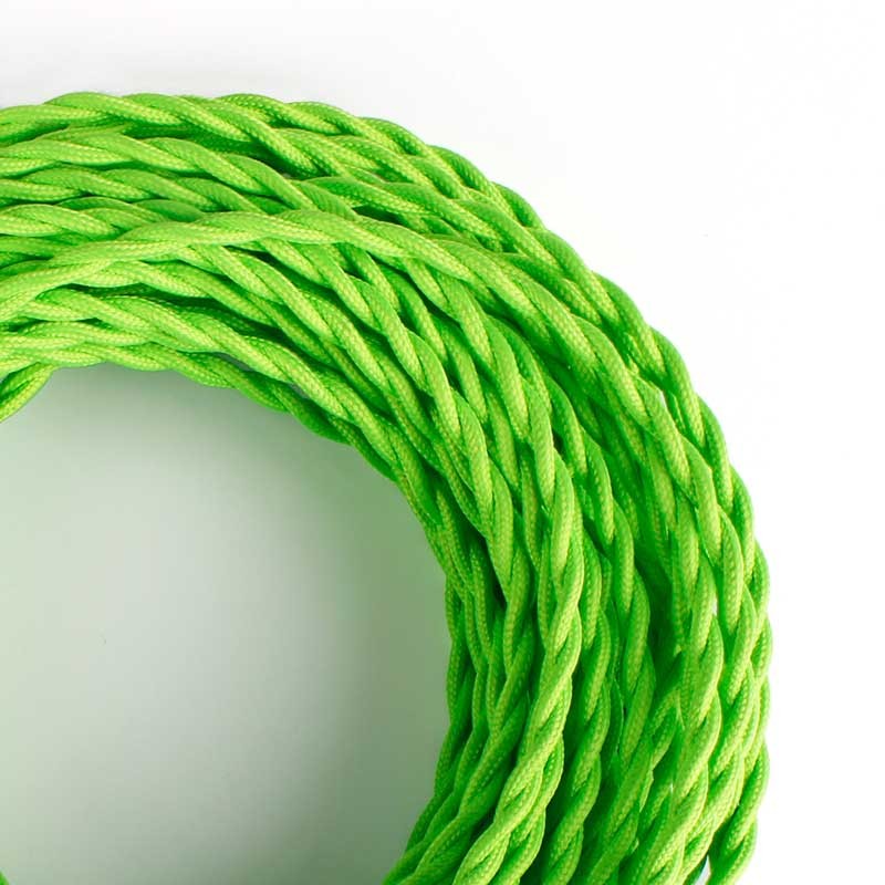 Braided Cable Coated in Silk Effect Fabric Green Sprout Color