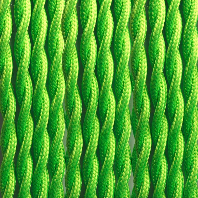 Braided Cable Coated in Silk Effect Fabric Green Sprout Color