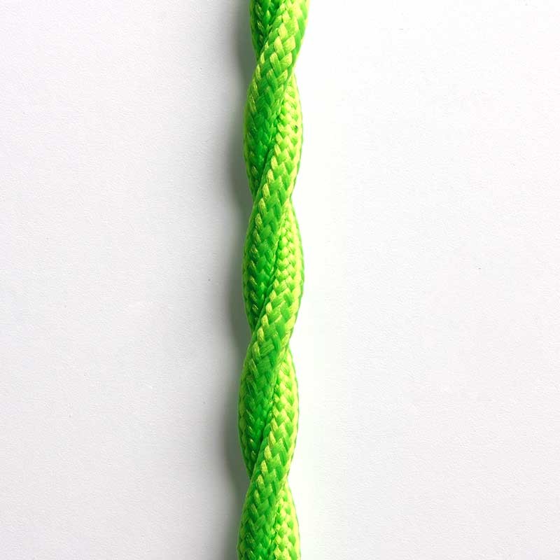 Braided Cable Coated in Silk Effect Fabric Green Sprout Color
