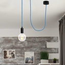 Round Electric Cable coated in Silk effect fabric Blue & White colour