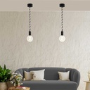 Braided cable coated in silk effect fabric - Black and white - One meter