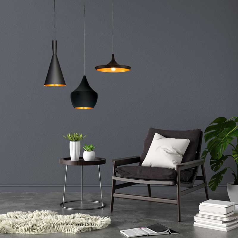 Kit of 3 Nordic pendant lamps "SOLVANG - HELGA - KOLDING".