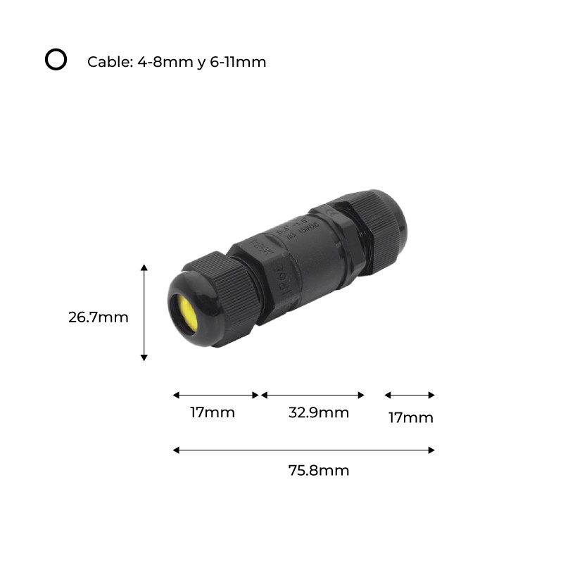 IP68 Waterproof Cable Connector 0.5 mm² - 2mm² 0.5 mm² - 2mm² Waterproof Cable Connector
