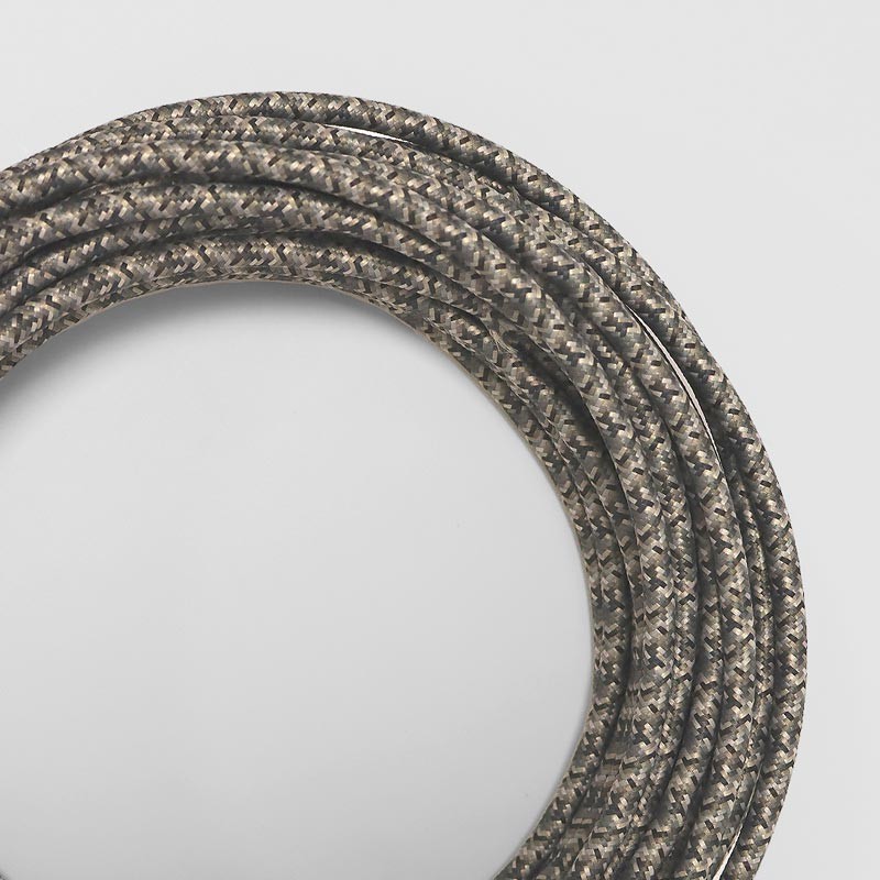 Onyx Tweed Cotton Coated Round Electrical Cable Black color