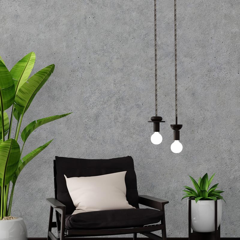 Onyx Tweed Cotton Coated Round Electrical Cable Black color