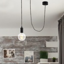 Onyx Tweed Cotton Coated Round Electrical Cable Black color