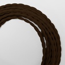 Braided Electrical Cable Coated in Silk Effect Fabric Brown Color