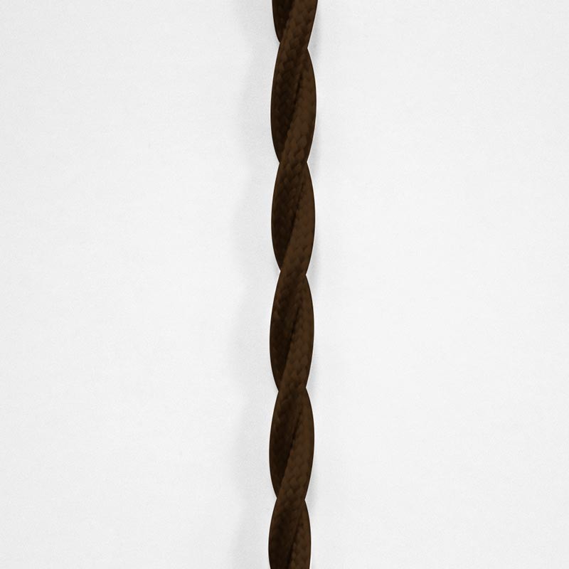 Braided Electrical Cable Coated in Silk Effect Fabric Brown Color