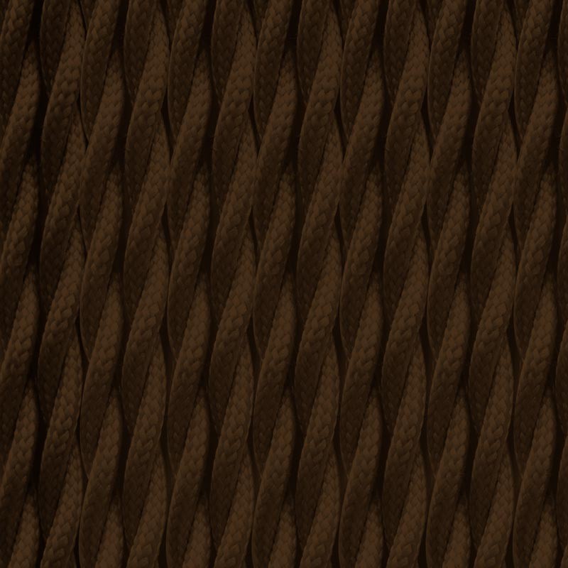 Braided Electrical Cable Coated in Silk Effect Fabric Brown Color