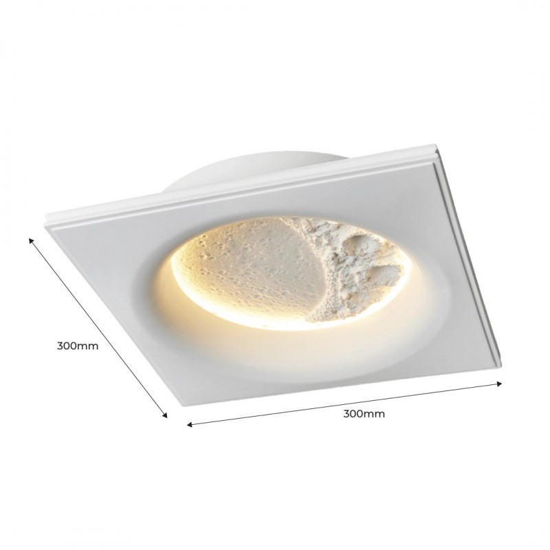 SIDEREUS" moon-shaped plasterboard lamp - 300x300 mm - 8.5 W