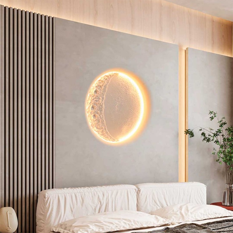 SIDEREUS" moon-shaped plasterboard integrated light - 600x600 mm - 17 W