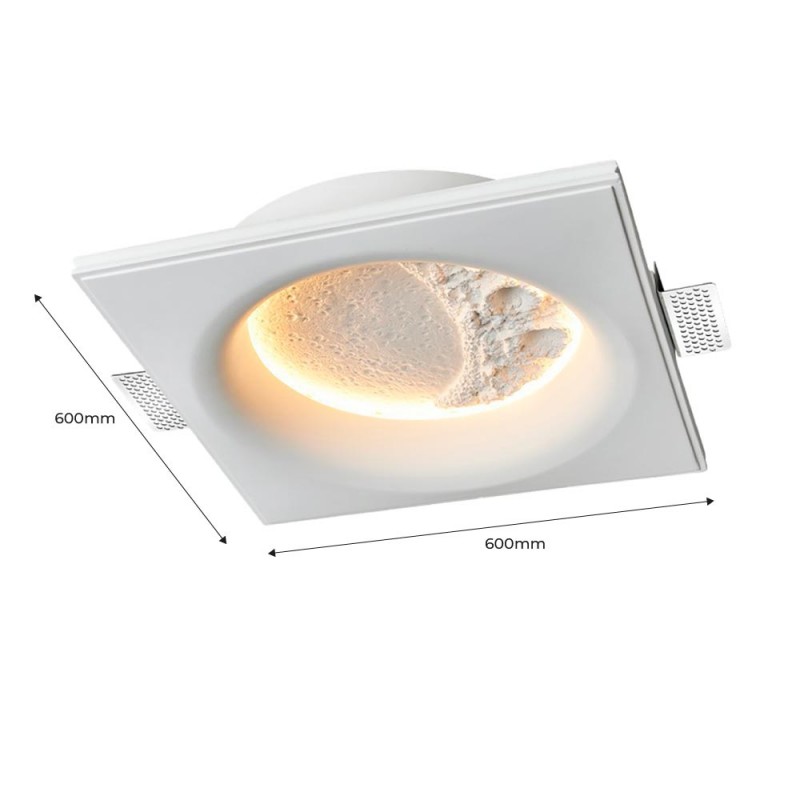 SIDEREUS" moon-shaped plasterboard integrated light - 600x600 mm - 17 W