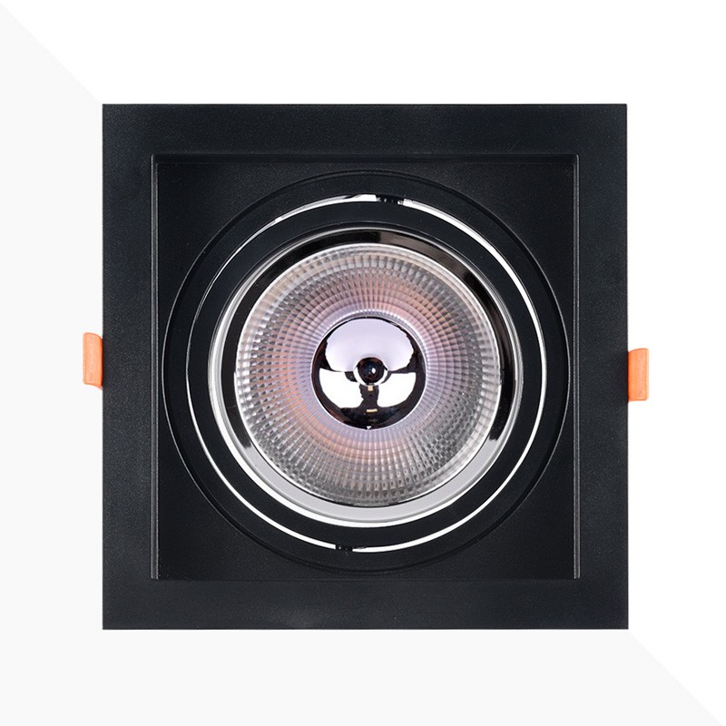 Square cardan type downlight ring for QR111 or AR111 bulb - Cutting 155 x 155 mm
