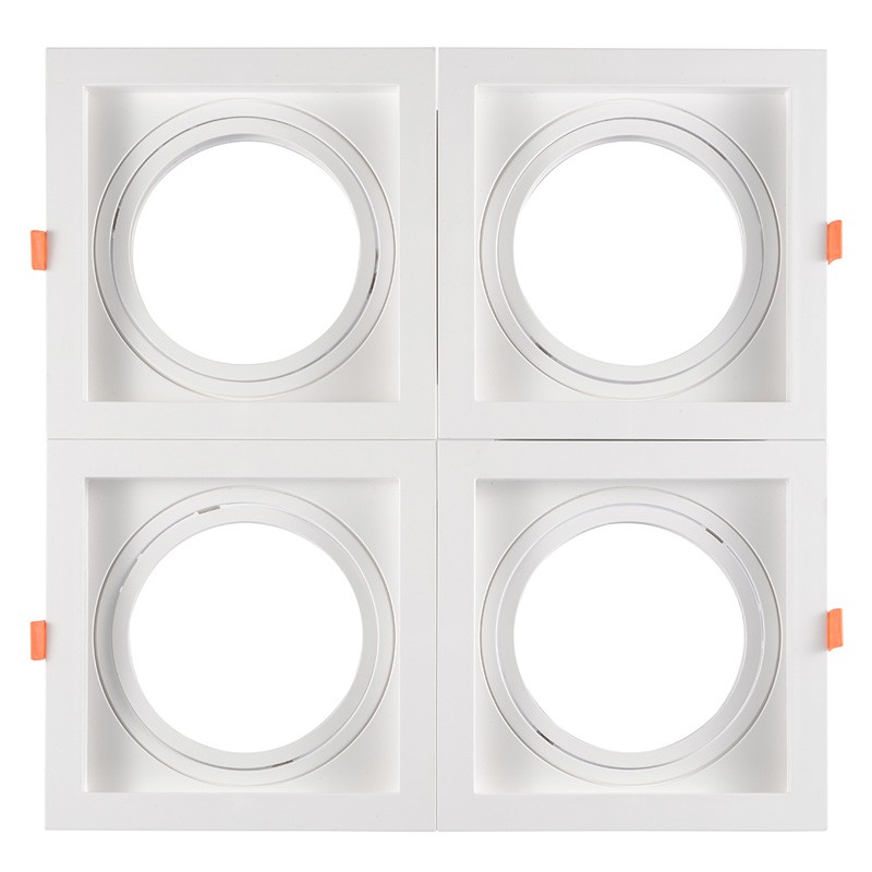 Square cardan type downlight ring for QR111 or AR111 bulb - Cutting 155 x 155 mm