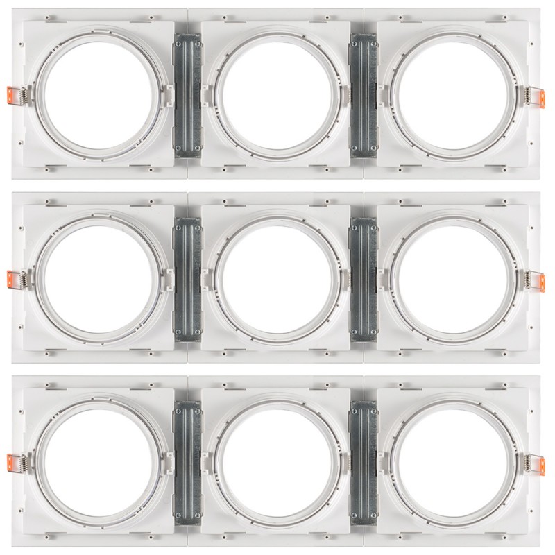 Square cardan type downlight ring for QR111 or AR111 bulb - Cutting 155 x 155 mm