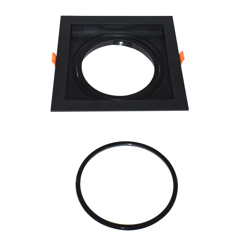 Square cardan type downlight ring for QR111 or AR111 bulb - Cutting 155 x 155 mm