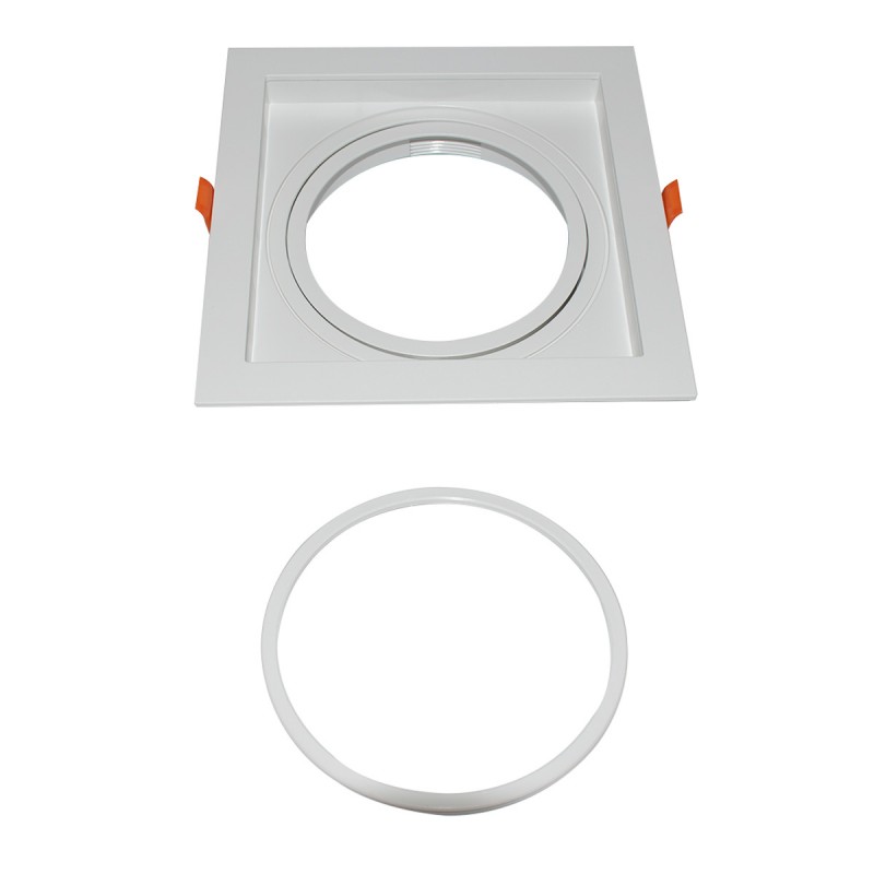 Square cardan type downlight ring for QR111 or AR111 bulb - Cutting 155 x 155 mm