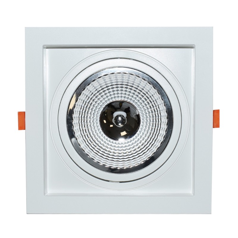 Square cardan type downlight ring for QR111 or AR111 bulb - Cutting 155 x 155 mm