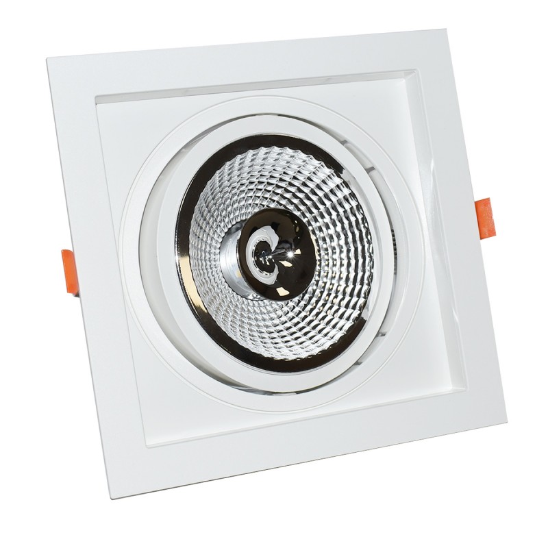 Square cardan type downlight ring for QR111 or AR111 bulb - Cutting 155 x 155 mm