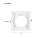 Square cardan type downlight ring for QR111 or AR111 bulb - Cutting 155 x 155 mm