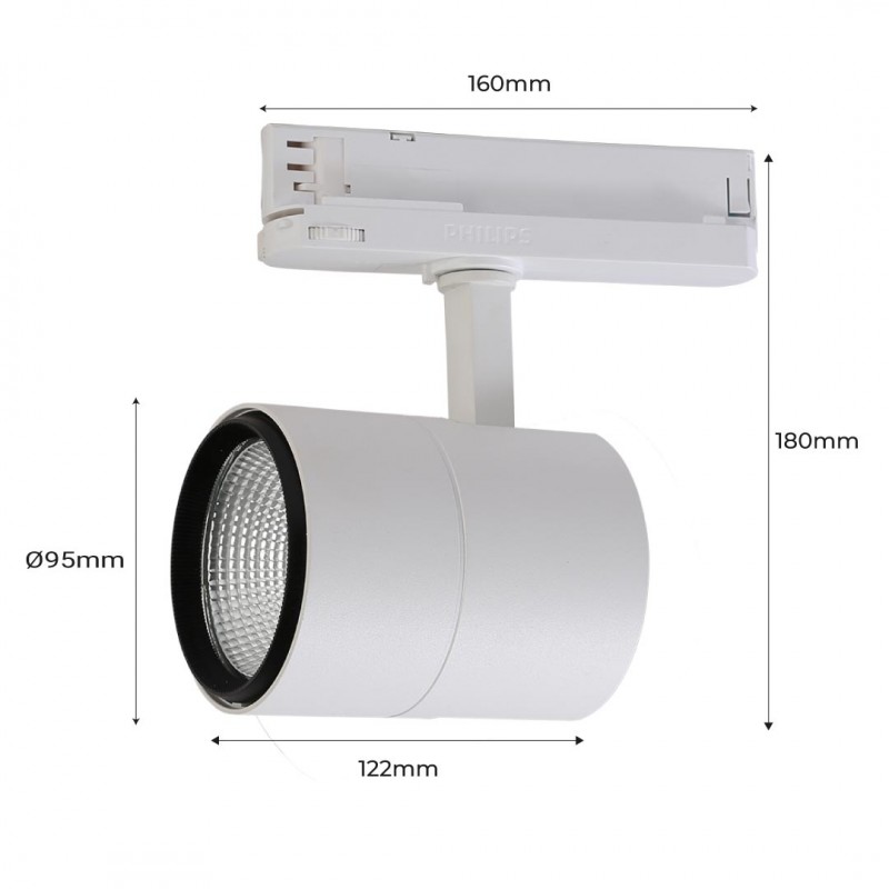 Three-phase LED track spotlight CCT 42W - CRI 95 - Integrated Philips Xitanium Driver