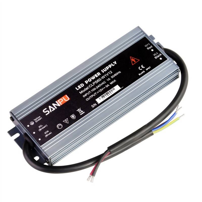 Compact waterproof power supply 12V 60W IP67