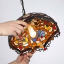 Tiffany-inspired pendant lamp with floral mosaic in glass