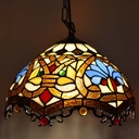 Tiffany-inspired pendant lamp with floral mosaic in glass