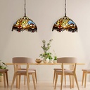 Tiffany-inspired pendant lamp with floral mosaic in glass