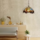 Tiffany-inspired pendant lamp with floral mosaic in glass